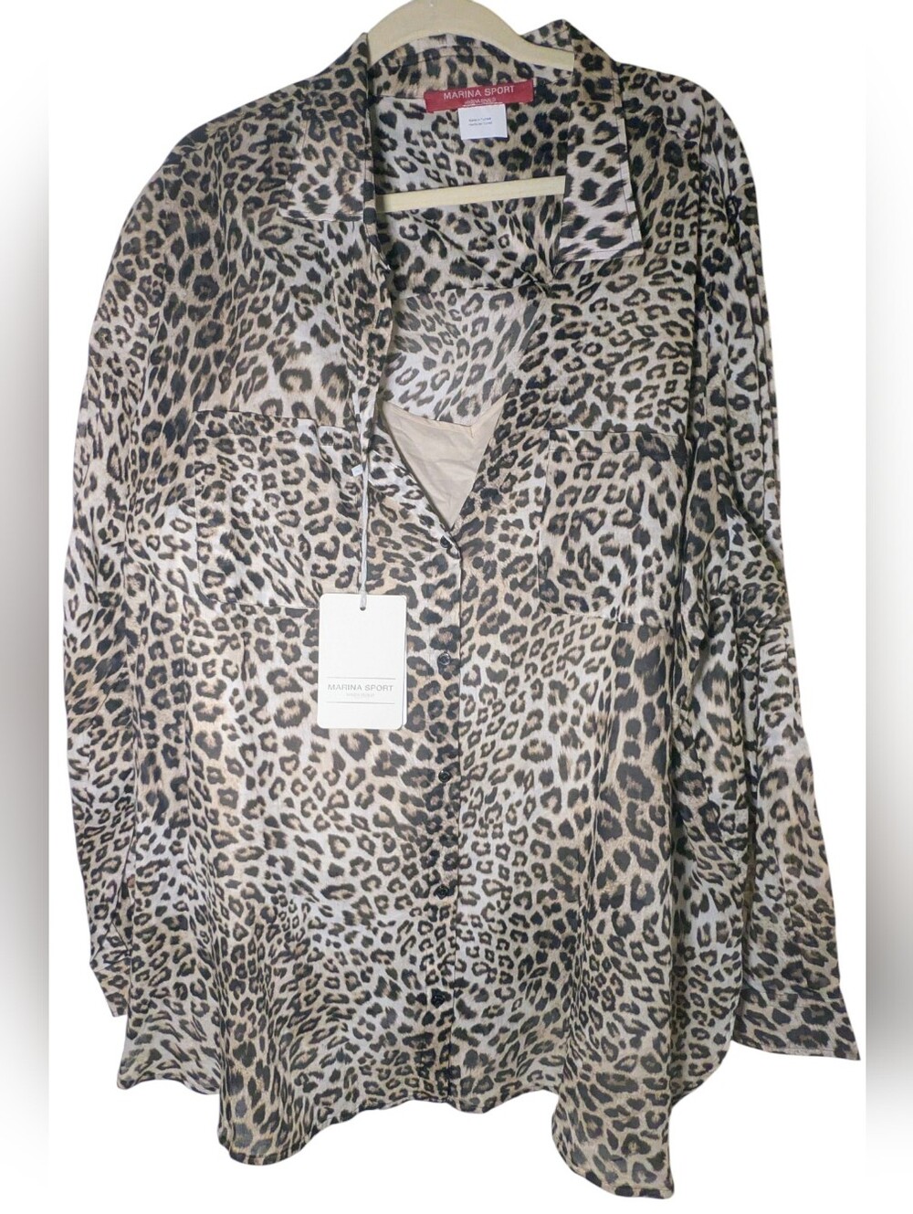 Marina Sport Marina Rinaldi Leopard Blouse & Cami Set NWT Size 22 2PC